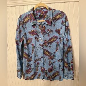Talbots Paisley Print Long Sleeve Large Blouse